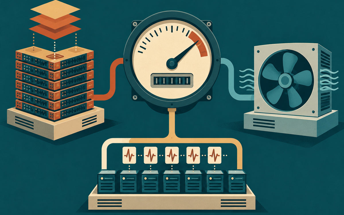 Separate energy meters for training, inference and facility overhead