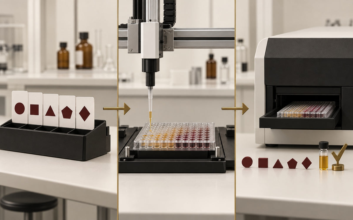 Candidate hypotheses move through automated laboratory testing to one verified result