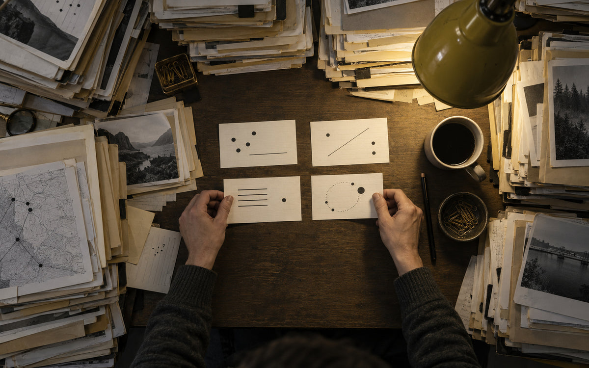 A curated set of context cards selected from a large archive