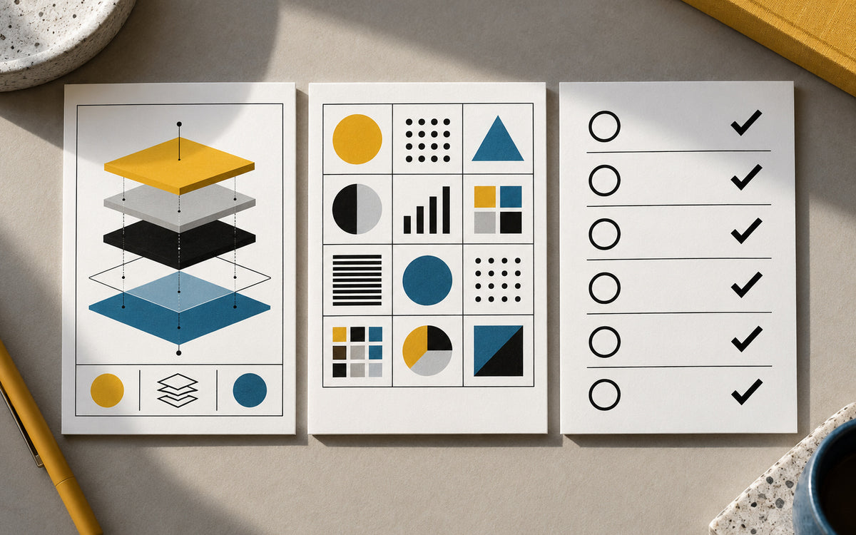 Model and dataset documentation cards beside a procurement checklist